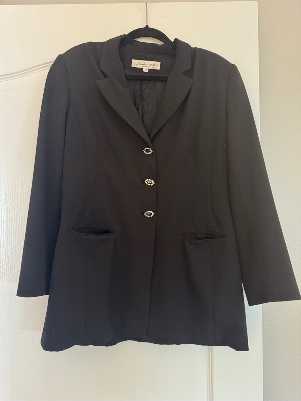 Jessica Black Women's Blazer with Decorative Buttons